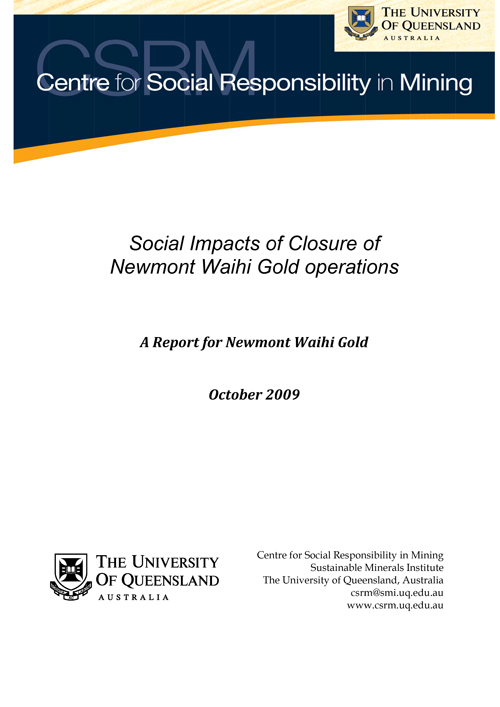 Social Impacts of Closure of Newmont Waihi Gold operations