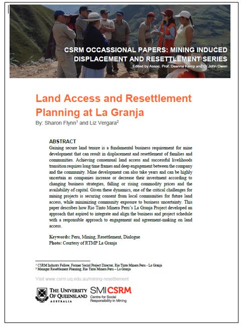 Land access and resettlement planning at La Granja