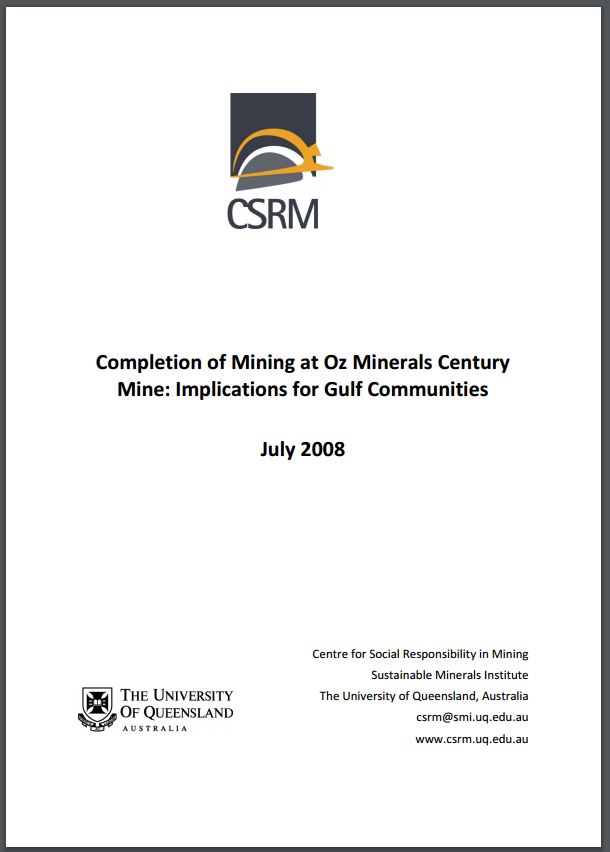 Completion of mining at Oz Minerals Century Mine: implications for Gulf communities