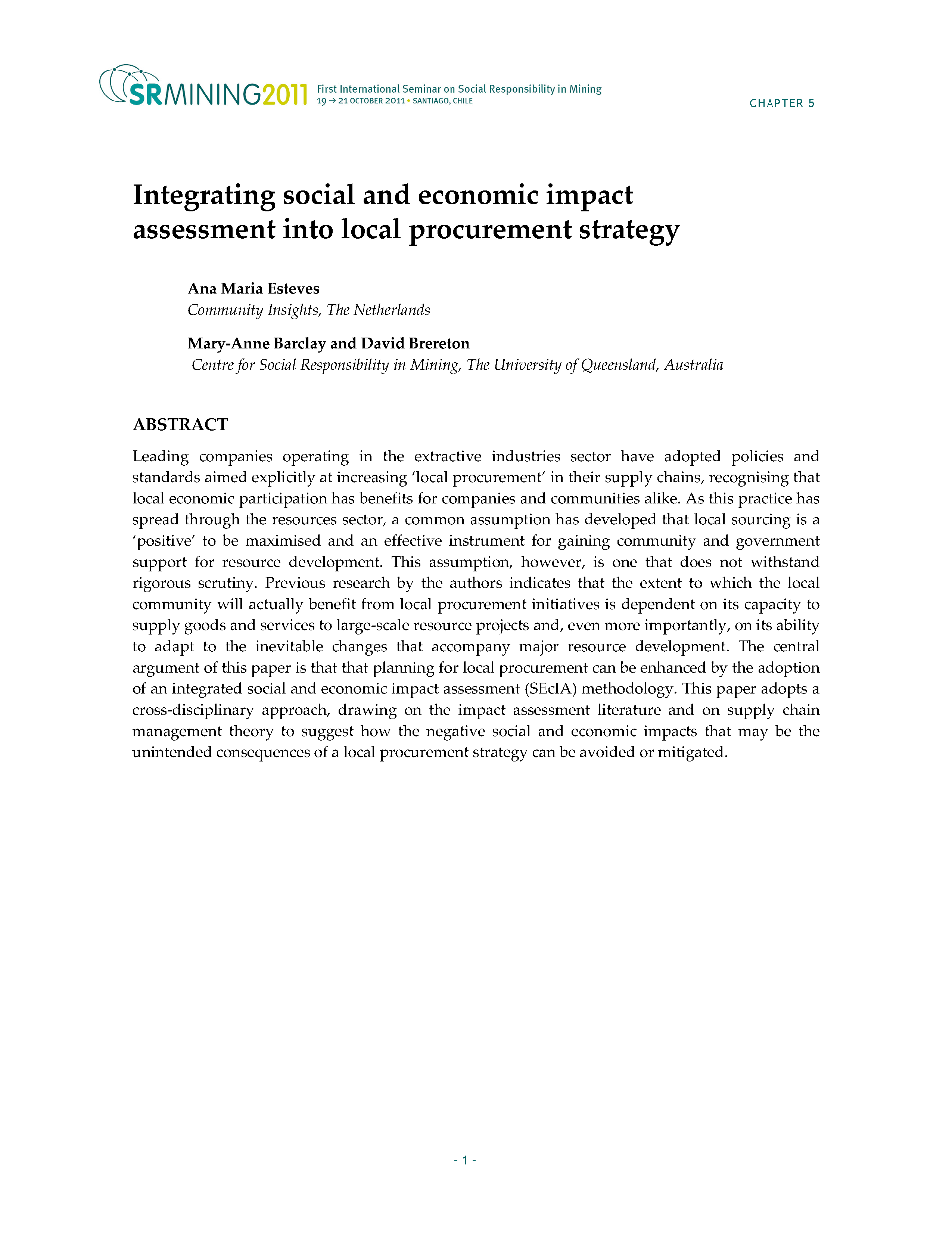 Integrating social and economic impact assessment into local procurement strategy