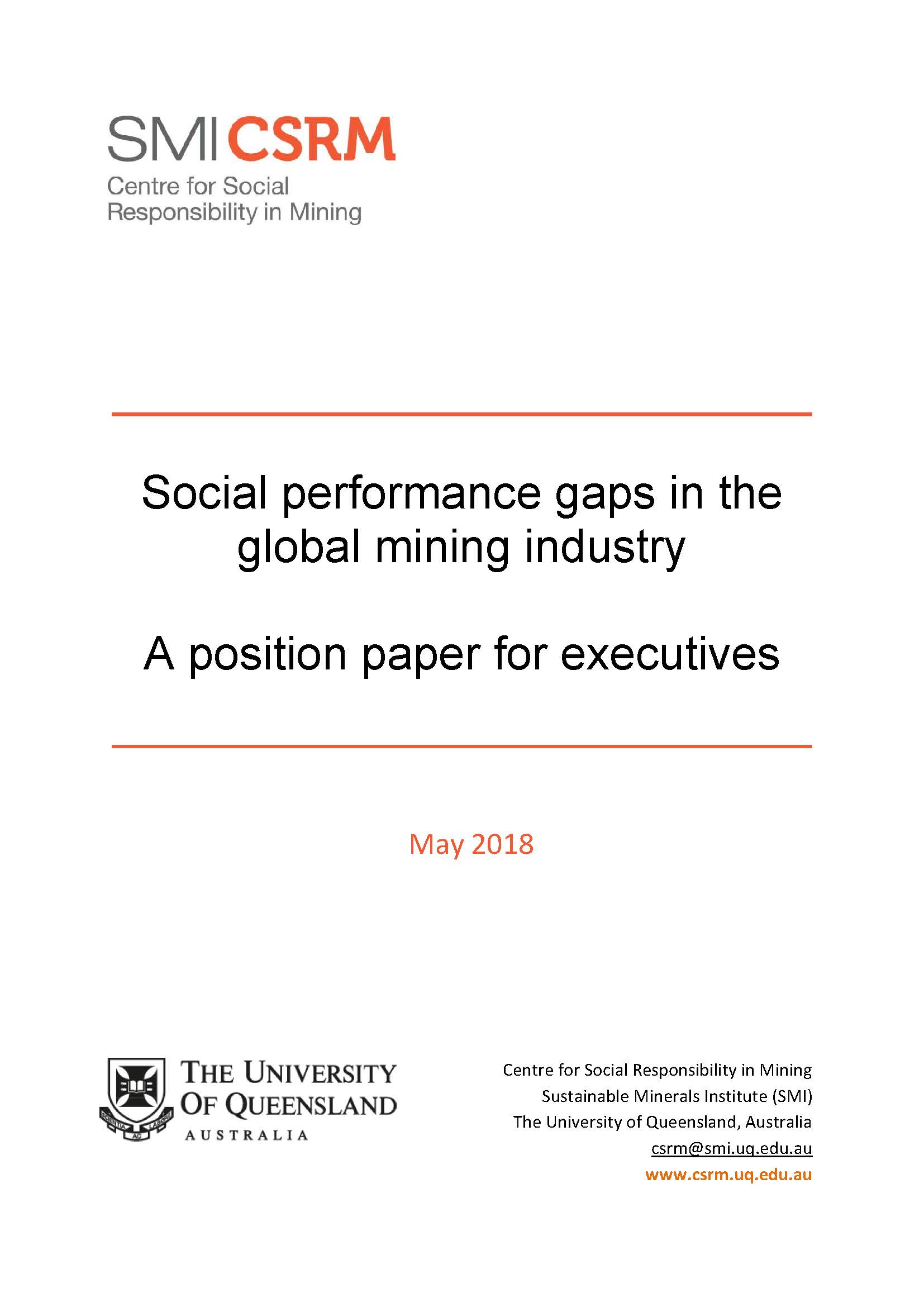 Social performance gaps in the global mining industry: a position paper for executives