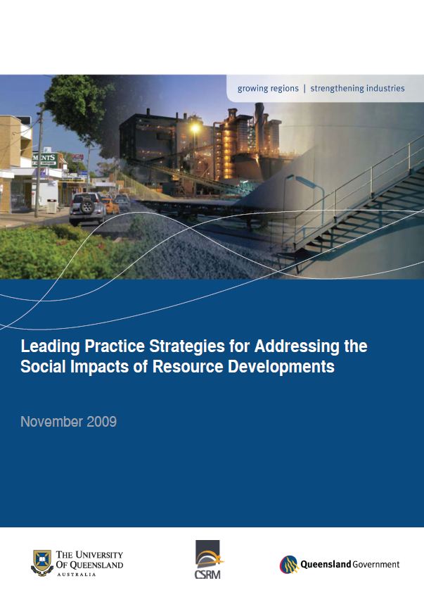 Leading practice strategies for addressing the social impacts of resource developments