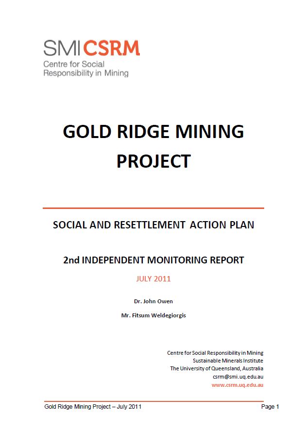 Gold Ridge mining project - social and resettlement action plan. 2nd independent monitoring report